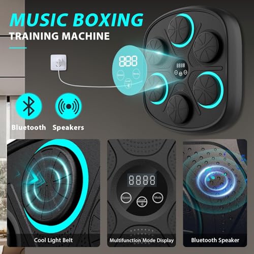 new music boxing machine for adults and kids training machine with led electronic wall mounted suitable for home office gym fun fitness equipment with premium gloves