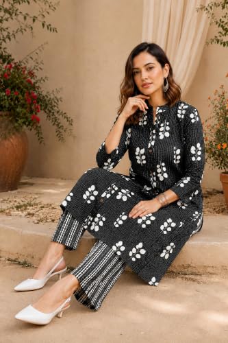 Image of MIRCHI FASHION Pure Cotton Plus Size Lucknowi Chikankari Kurta Set with Pant | 3XL 4XL 5XL Straight Kurta Pant Set | Ethnic Office Wear