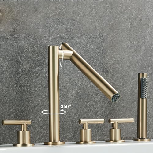 Robinet de baignoire or brossé de qualité supérieure à douchette intégrée
