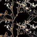 Black Gold Wallpaper Peel and Stick 17" x 200" Dark Floral Wallpaper Vintage Bird Branch Contact Paper Waterproof Self Adhesive Removable Boho Botanical Wall Paper Vinyl for Cabinet Bedroom Décor