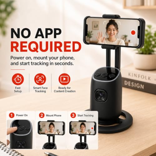 Image of AI Auto Face Tracking Tripod Stand with 360 Rotation, Gesture Control, No App Required, Smart Selfie Tripod Mount with AI, iPhone & Android, Vlogging - Live Streaming P05 By UNBREAKcable