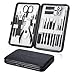 Maniküre Set Professionelles Nagelknipser Kit Pediküre Kit -18 stücke Pflegeset aus Edelstahl Nagelpflege Werkzeuge mit Leder Reisetasche (Schwarz)