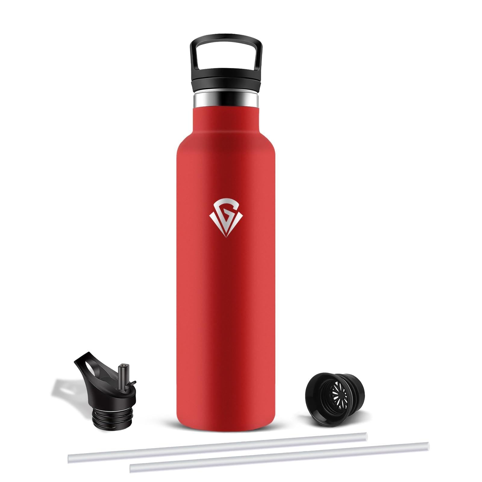 Mujigaga 1 Litre Thermal Water Bottle, Gym Water Bottle with Straw, Leak-Proof Stainless Steel Water Bottles, BPA Free Thermal Bottle for Yoga, Hiking, School