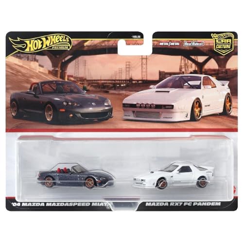 Hot Wheels Premium 2-Pack '04 Mazda Miata y RX7 miniatura 7