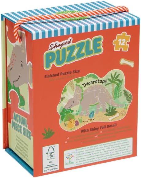 Floss & Rock Dino Shaped Puzzle, 12-Piece, 14 x 9.4-Inch, Multicolor image 2