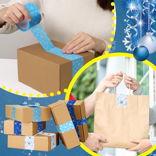 Image of Ctosree 6 Rolls Packaging Tape 50 Yard x 2 Inch Decorative Printed Duct Wrapping Tape for DIY Crafts Scrapbooking Crafting Boxes Decorations (Snowflake)