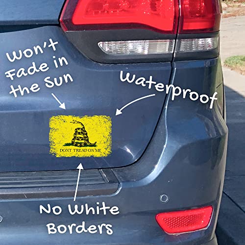 Stickios Dont Tread On Me Sticker - Gadsden Flag Stickers For Cars, Trucks & Windows - Patriotic American Flag Decal - Yellow Vinyl Rattlesnake Don't Tread On Me Decals For Vehicles (5.4X3.6" Large) #TOP3