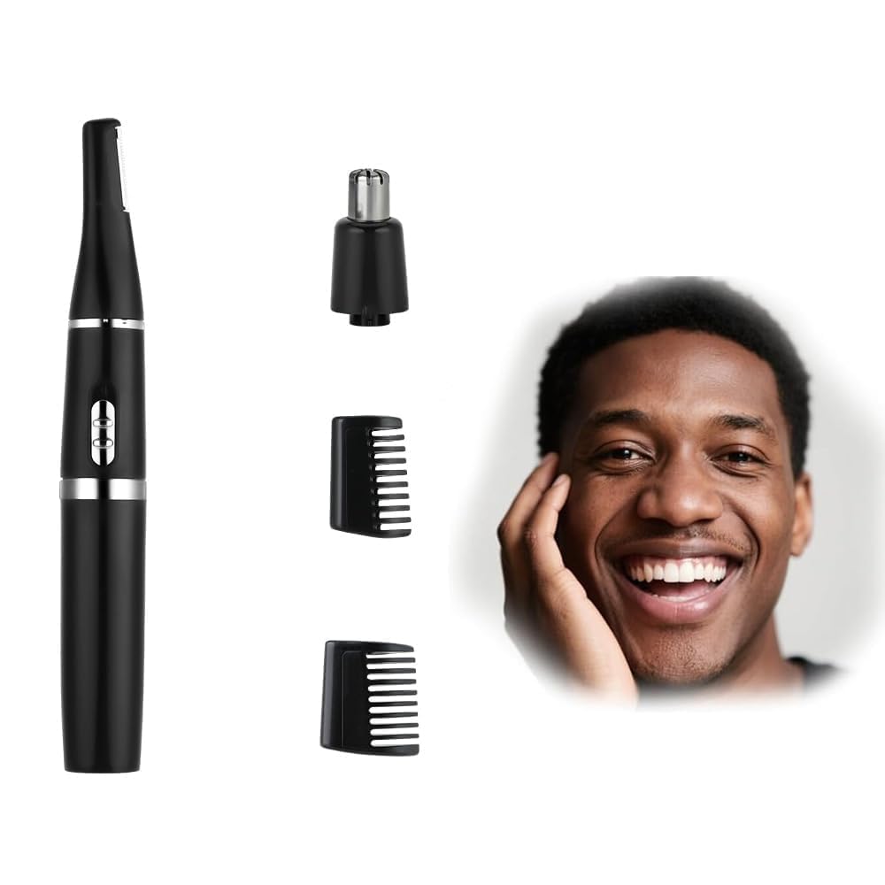 Waterproof Painless Dual Blade Nose Hair Trimmer for Men and Women- Black Battery Not Included