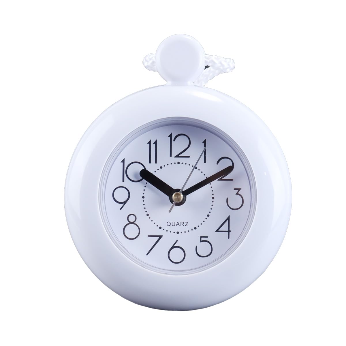 Reloj colgante para baño, blanco, digital, con cuerda de ducha, resistente al agua, pequeño, silencioso, para colgar en la pared.
