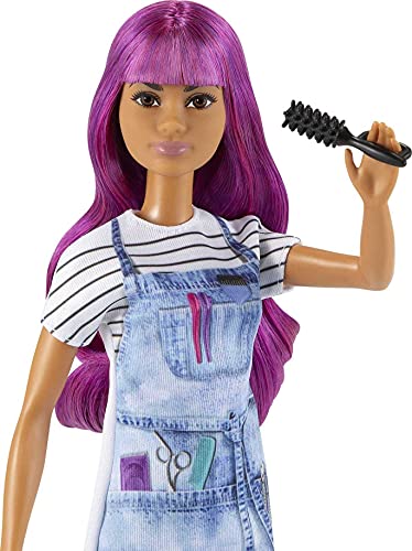 Barbie GTW36 - Haartylistin-Puppe (ca. 30 cm), lila Haare, Zubehör, tolles Geschenk für Kinder ab 3 Jahren – Bild 3