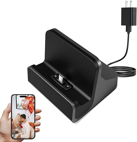 LIZVIE Base de carga inalámbrica 5G con cámara oculta USB-C 2K para teléfono, detección de movimiento gran angular de 170, aplicación de visión