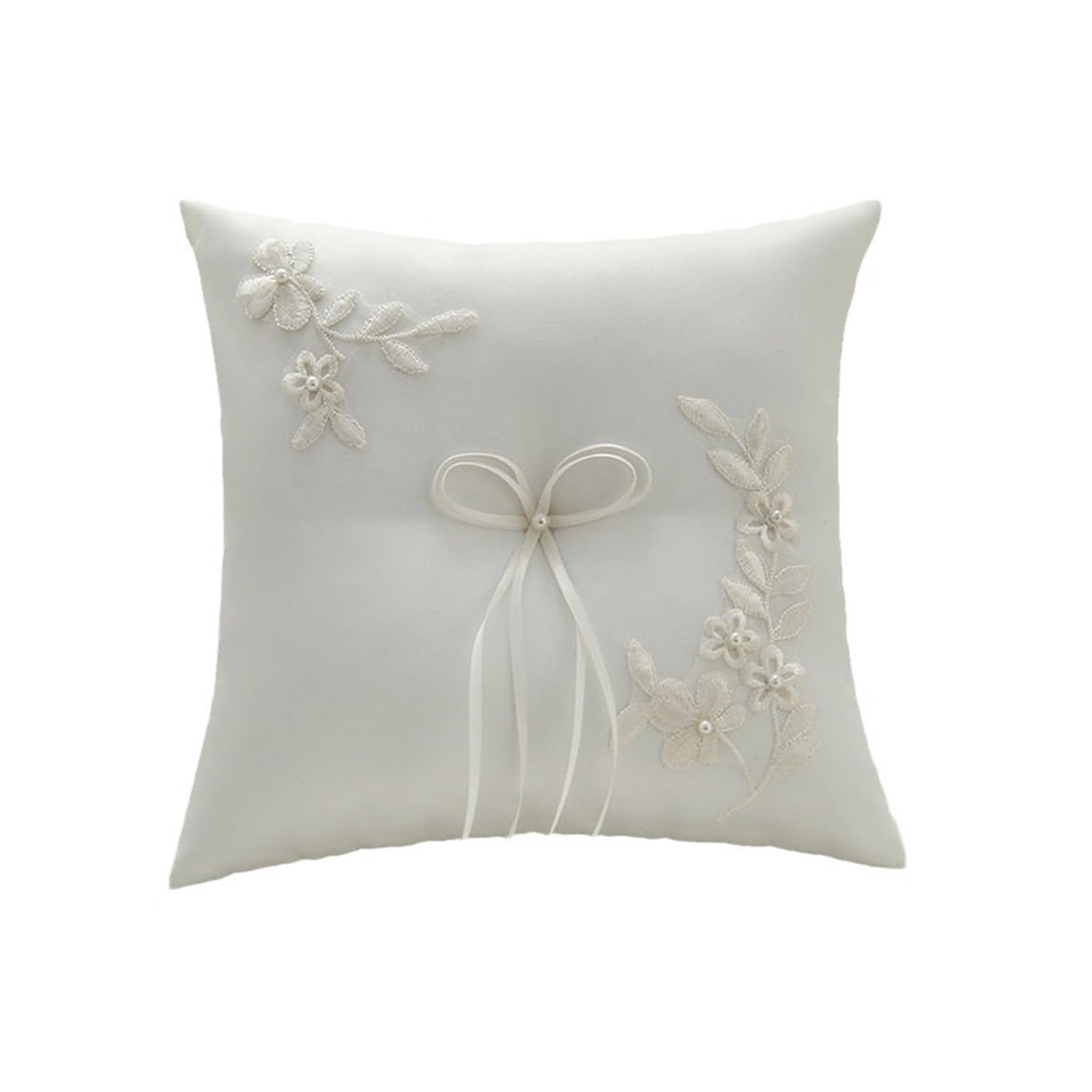 JSGHGDF Pearls Bows Rings Bearer Pillow for Wedding, Proms, Anniversaries, Ceremonies and Beach Parties Soft Cushion Bows Unique Bridal Accessory