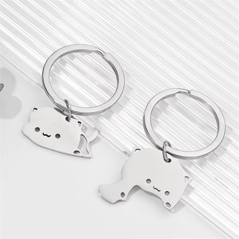 The Purple Tree Valentines Day Gift Couple Keychain Set, Cute Matching Cat Keychains for Couples, Best Friends,Romantic Valentine’s Day Gift for Him & Her 4 51q4Z7XVnfL