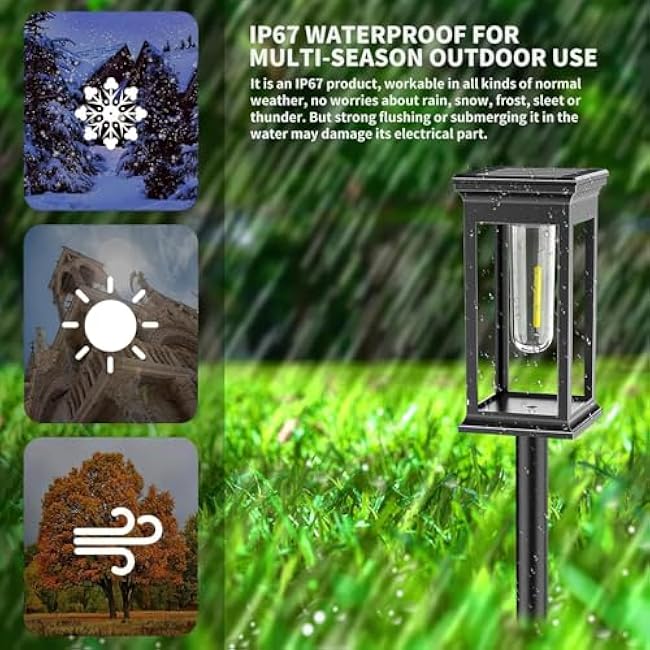 Amzxart 8 Pack Solar Pathway Lights,Bright Solar Outdoor Lights Waterproof,Auto-on/Off Pathway Light Solar Powered for Lawn Yard Patio Garden Outdoor Decoration