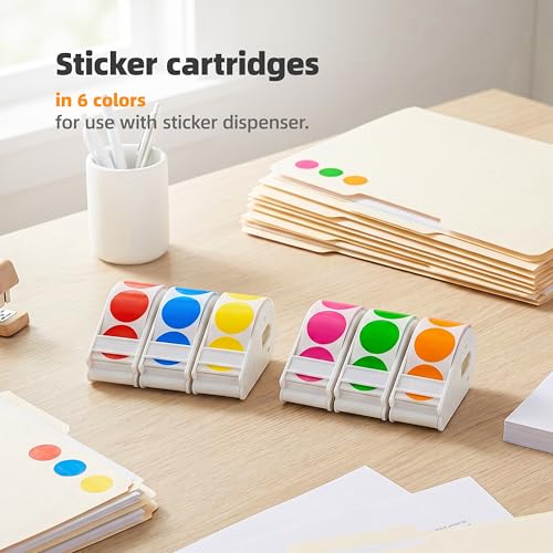 Image of Suitable for Lucky Sticker Transparent dot Sticker Dispenser. Includes 900 Pieces of 1-inch red dot Stickers, Round Color-Coding Labels, Ideal for Offices and classrooms.