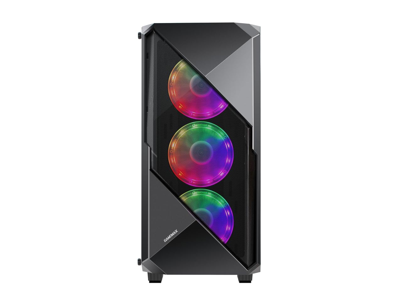 GAMEMAX Revolt Black Case ATX per PC Gaming 0.50MM SPCC 2*USB3.0/2.0 con 4 Ventole PWM RGB Addressable 5V Front Mesh & Pannello Laterale in Vetro Temperato (AxPxL: 463x405x215 mm)