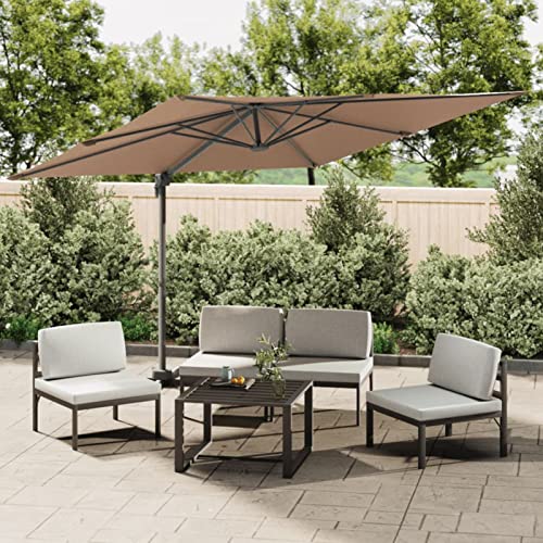 ARKEM Sombrilla voladiza con Leds Gris taupé Playa Antiviento Reforzada Jardin Guarda Sol 400x300 cm