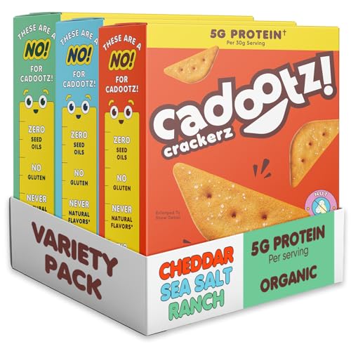 cadootz! Organic Seed Oil Free Protein Crackers, GF, Variety, 3 Pack