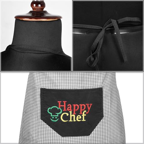 Image of Kuber Industries (Pack of 3) Kitchen Apron | Cooking Apron for Men | Waterproof Apron | Apron for Restaurant | Kitchen Dress for Women | Apron for Chef | Front Pocket | Barik Check | Black