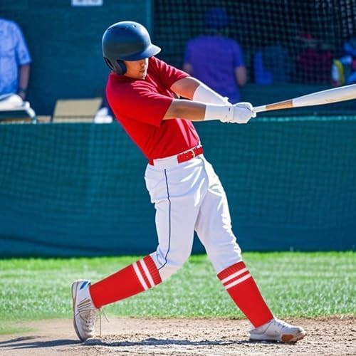 2 Pair Baseball Socks and Belt Set with Stripes for Youth Adult Softball Socks Men Women Strenchy Baseball Belt Combo - Image 3
