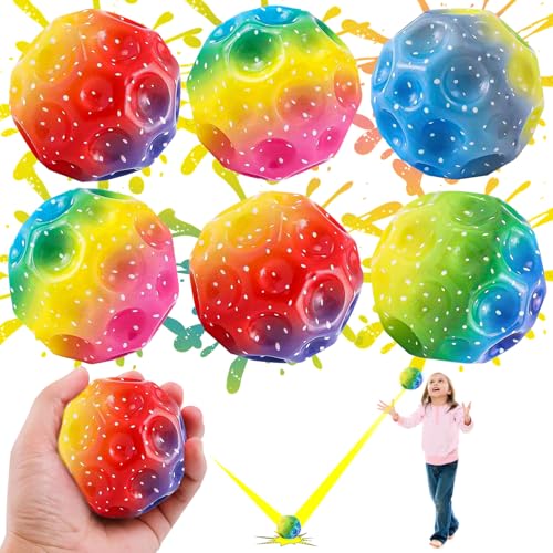 LOVICVKEM 6Piezas Space Moon Balls,Juguete Mini Bouncing Ball,Super Alto Rebote Space Ball,Space Bouncing Ball Pelota de Entrenamiento atlético para lanzar,fácil de agarrar y atrapar Regalo para niño