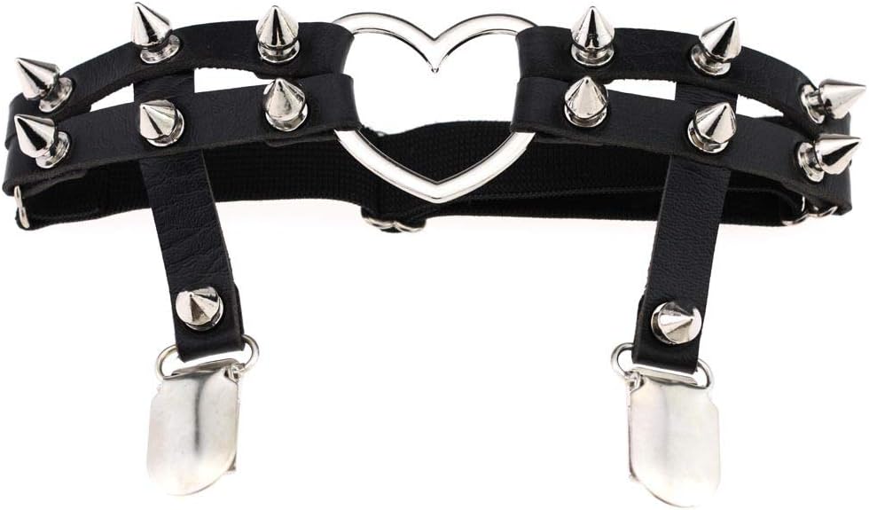 Women Girl Sexy Garters Punk Rock Rivet Pentagram Leather Ring Garters Sets
