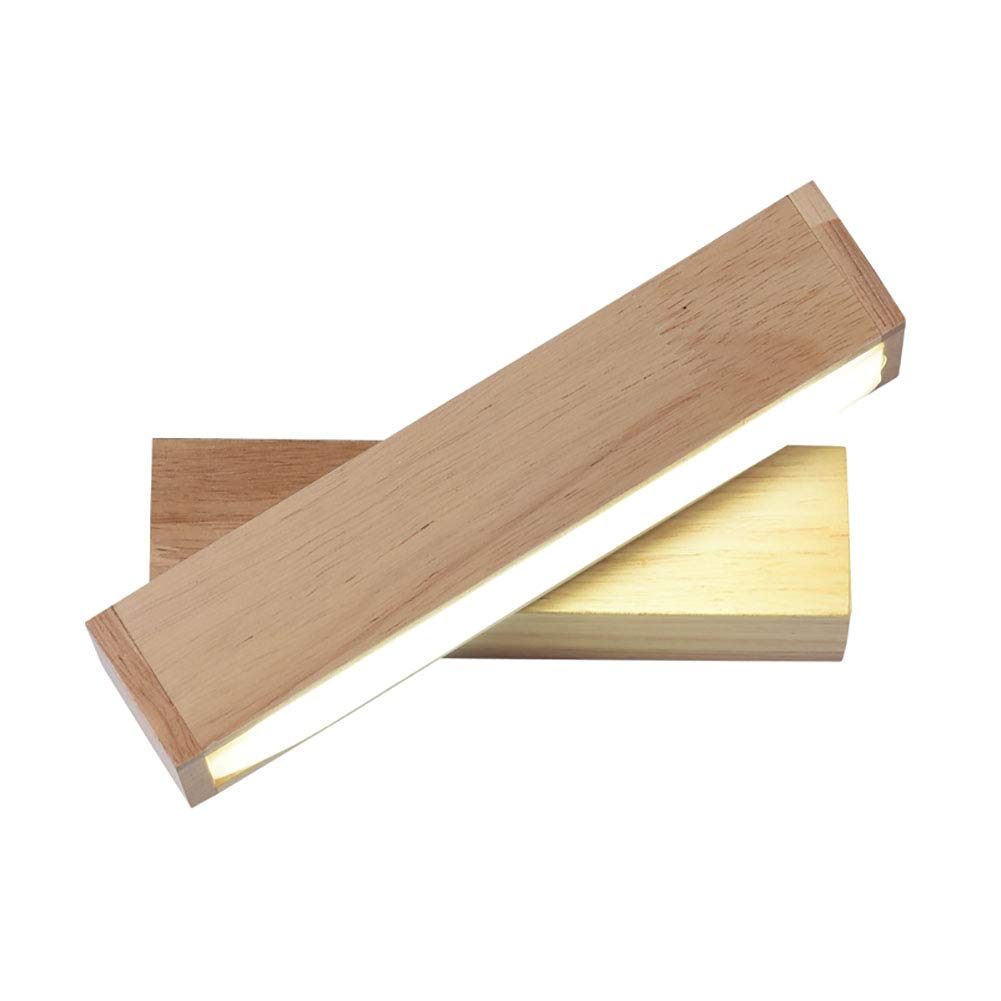 SXWNBIFH Modern LED Wooden Wall Sconce Dimmable Wall Lamp Rectangle Swing Arm Wall Light Fixture for Bedroom Corridor Stairs Bathroom Indoor Lighting-Wood Warm Light