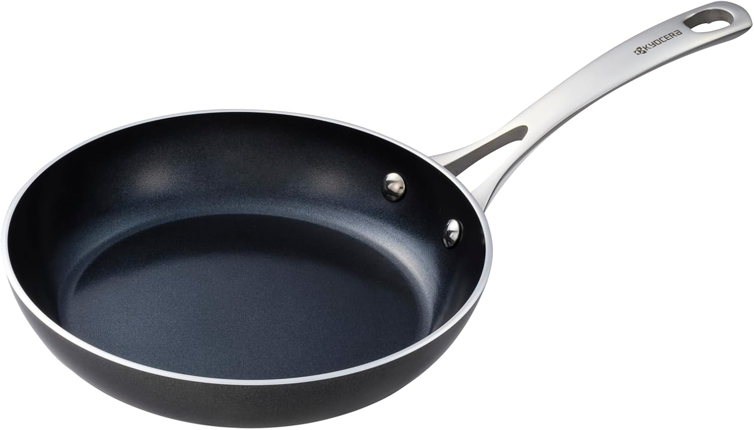 KYOCERA 8",Ceramic Coated Nonstick PFAS Free Fry Pan, Oven-safe up to 400°F, Light weight, Stainless Steel Handle