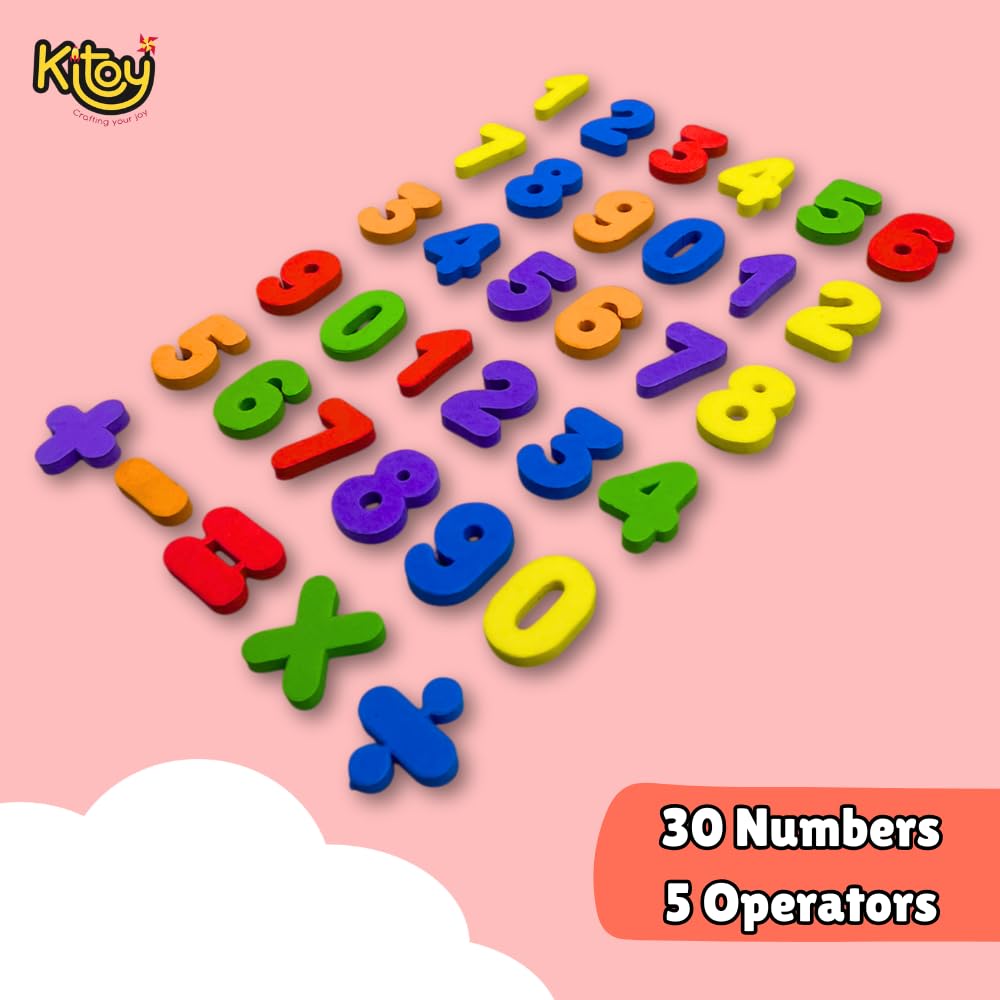 Alphabet and Number Magnets Combo | Total 71 Magnets | 26 Upper Case Letters Alphabets and 40 Number 5 Operators | Colorful ABC Educational Toy Set Preschool Learning Spelling & Counting 3