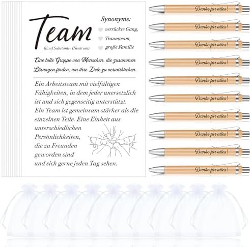 Tenare Dankeschön Geschenkset - 12x Mini Notizblöcke Mit Motto-Sprüchen + Kugelschreiber & Lesezeichen