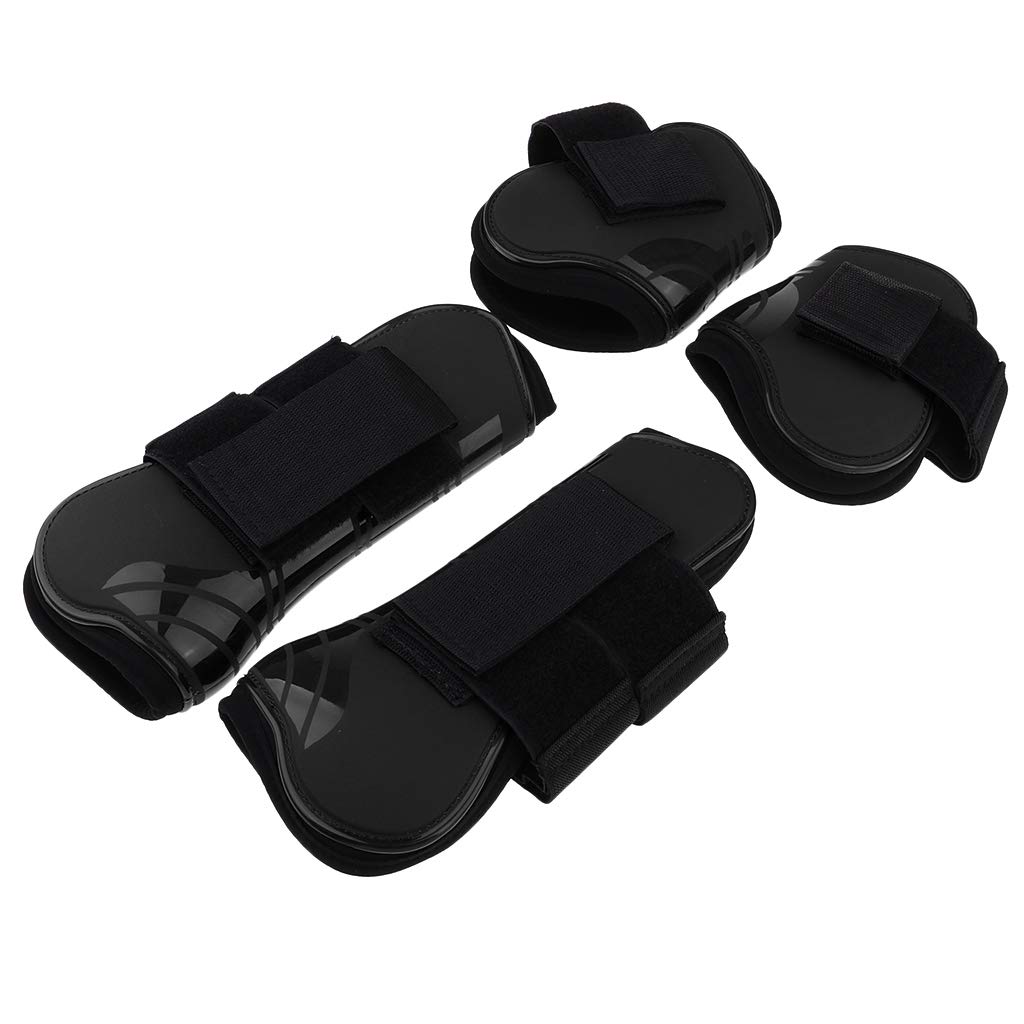 2 pares de botas de pierna de caballo delantero trasero tendón proteger ecuestre negro