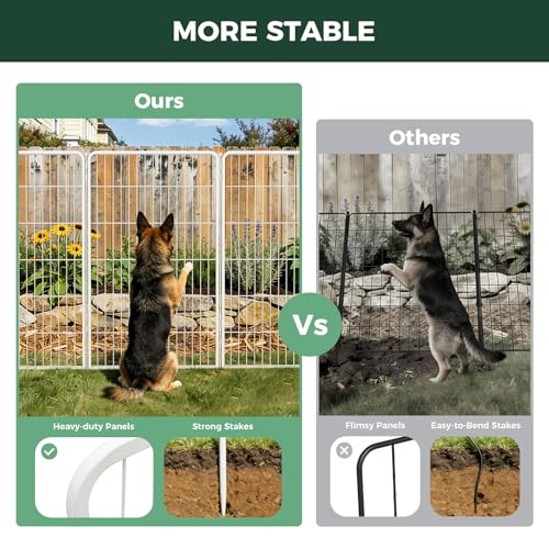 Image of FXW Garden Fence Outdoor for the Yard - 45in(H) x 18.2ft(L) Heavy Duty Metal Animal Barrier for Dog, No Dig Decorative Dog Fence, 8 Panels, White