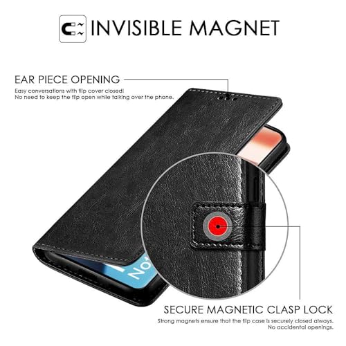 Image of WOW IMAGINE Shock Proof Flip Cover Back Case Cover for Xiaomi Mi Redmi Note 13 Pro Plus 5G (Flexible | Leather Finish | Card Pockets Wallet & Stand | Black)