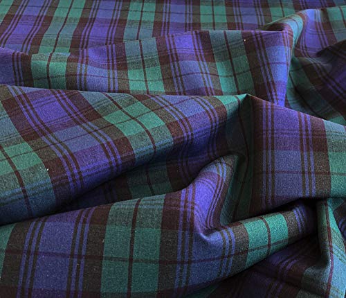 Tissu tartan de qualité – Imprimé tartan vert et bleu – 100 % coton artisanal au mètre
