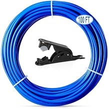 100FT 1/4 Inch O.D.RO Water Tubing,NSF Certified Pipe for ROReverse Osmosis Water Purifier Filter System,BPA free Flexible Plastic Hoseblue+Tube Cutter