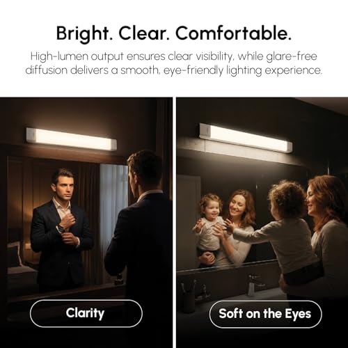 Image of wipro Deco 20W ML2 LED Mirror Light for Wall Picture, Bathroom Vanity & Dressing Table |Warm White(2700K) | Pk 1 | 24 Inches Long Stylish Design | Glare Free Soothing Texture with diffused Optics