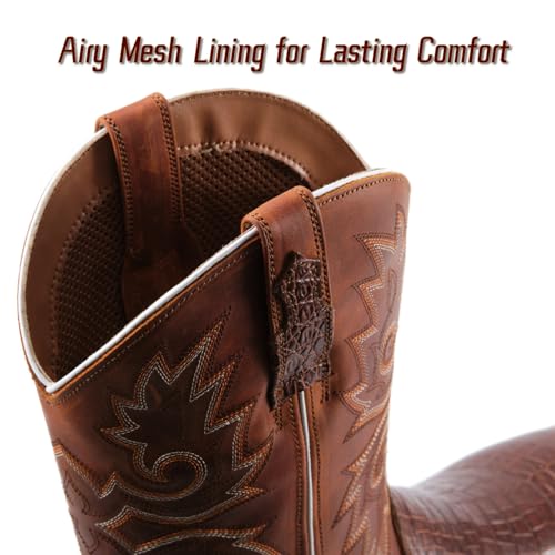Image of SUREWAY Cowboy Boots For Men - Mens Square Toe Western Boot,Oil /Slip Resistant,Durable Fashionable Classic Pull on 10 Inch Boots Mid Calf Wellington Boots