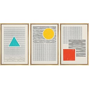 SIGNWIN 3 Piece Framed Canvas Wall Art Geometric...