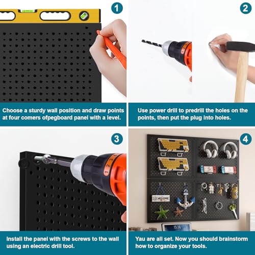 Daanxw Metal Peg Board Kit with 1/4" Pegboard Accessories,Include 16.5"X13" Peg Board and Extra Thick Pegboard Accessories,Wall Organizer Peg Board Panels Tool Organizer Storage System (98) by Daanxw - Image 8