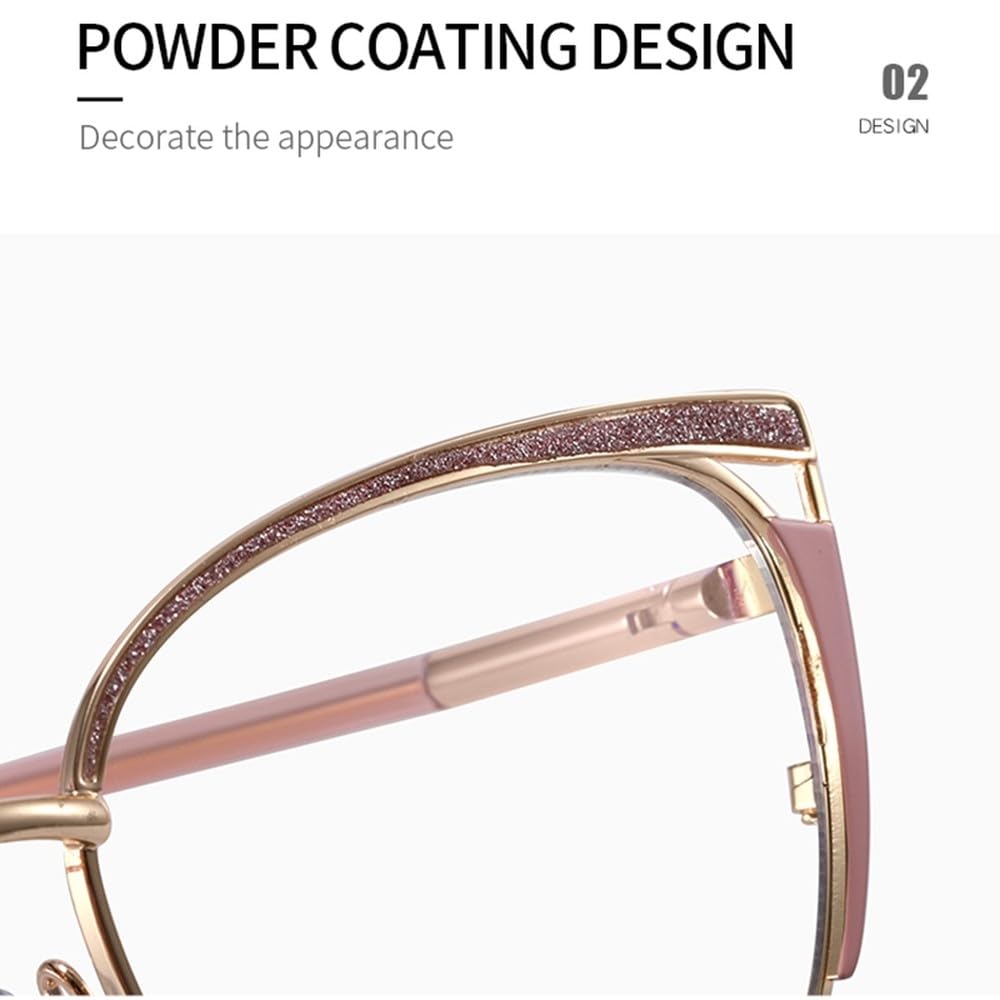 Blockierende Brille Katzenauge klare Linse Metall Mode Brillengestell Frauen Accessoires weiblich Rosa Gold
