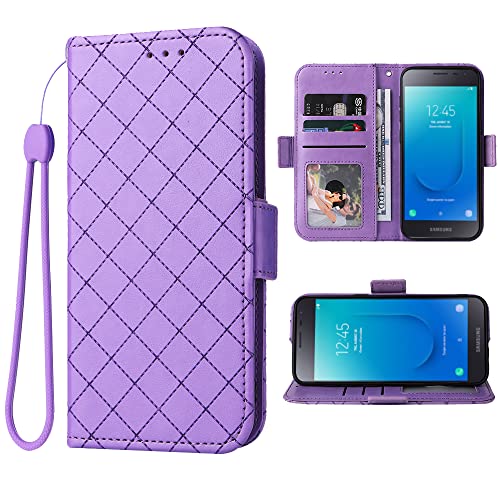 Compatible with Samsung Galaxy J2 Pure J2 Core 2018 2020 J 2 Dash 2J Shine 2019 Wallet Case Wrist Strap Lanyard Flip Card Phone Cover for J2Core J2Dash J2Pure J2Shine SM-J260A J260A Women Men Purple -  ELISORLI, Samsung Galaxy J2 Core