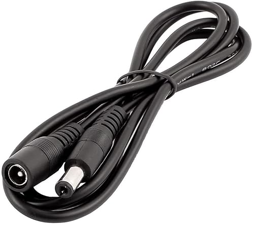 LitaElek 5m 22AWG DC 12V Câble d'extension Prise DC 5,5mm x 2,1mm DC 0-36V Cordon d'alimentation Rallonge électrique Mâle à Femelle pour Moniteur de Voiture, Caméra CCTV, Bande LED, Noir, 1pc