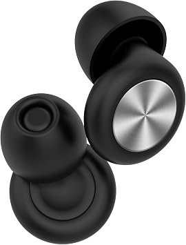 Comfortable Sleep Ear Plugs,Ear Plugs for Noise Reduction,Reusable Earplugs,Soft Hearing Protection in Flexible Silicone for Sleep,Noise Sensitivity&FlightsLight Black+Silver