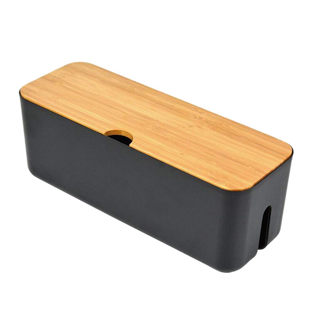 Yardwe Cable Management Box Socket Cord Organizer to Hide Conceal Power Strips and Electrical Cords from TV Computers Desk Electrically Safe Black