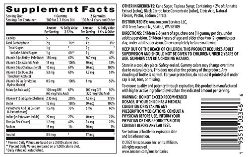 Amazon Basics Kids' Multivitamin Gummies, Cherry, Strawberry & Orange Flavors, 380 Count, 2 Packs of 190 (Previously Solimo) - Image 4