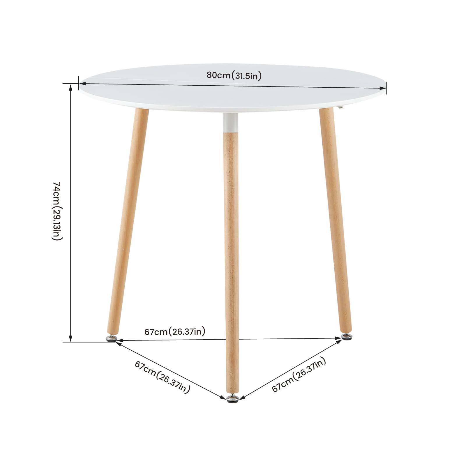 Ensemble de Salle à Manger Ronde Avec Table et 4 Chaises - Pour Balcon, Cuisine, Salon (Blanc)