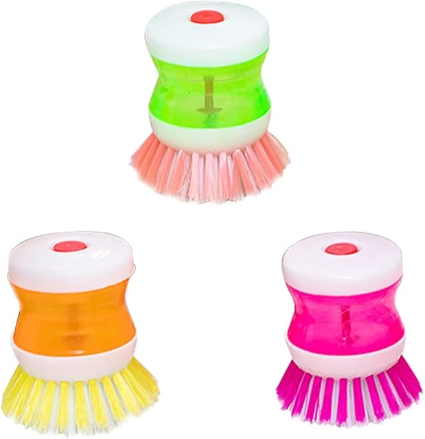 3 Pcs Pot Dish Brushes Soap Dispensing Palm Brushes Kitchen Washing Utensils with Soap Dispenser for Pot Pan Sink Cleaning