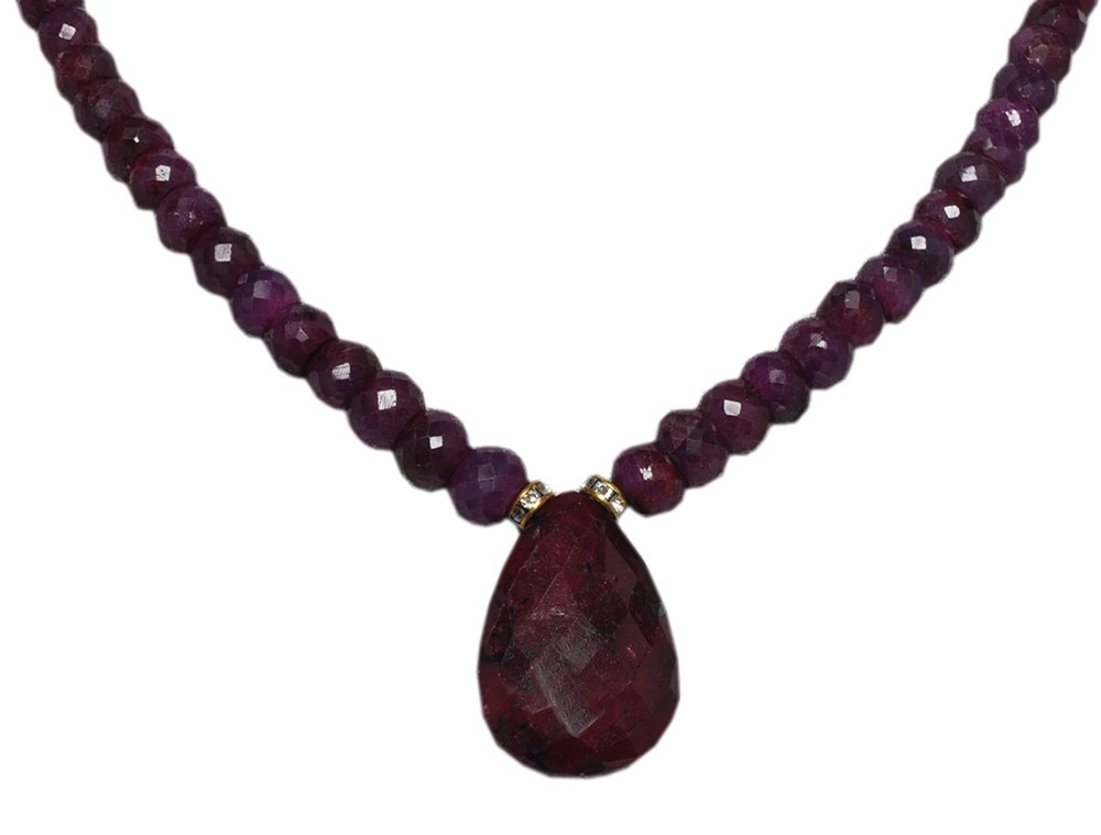 gehna Ruby Gemstone Studded Faceted Bead Necklace NNP-1282 (Red)-picture-5
