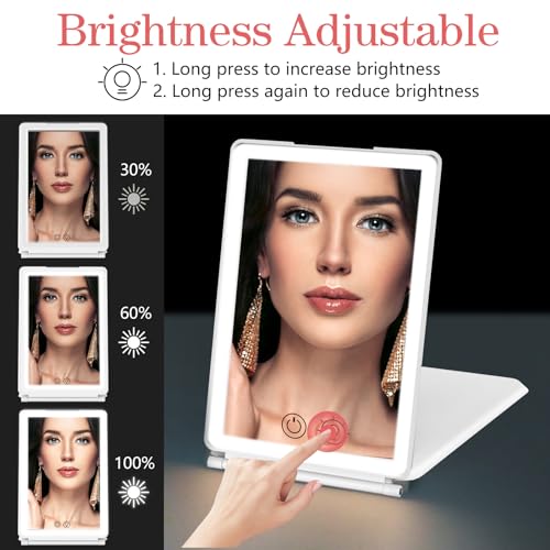 1X3X-Magnification-Rechargeable-Makeup-Mirror-for-Travel-2-Sided-3-Colors-Lighting-Dimmable-Touch-Screen-Folding-Portable-Makeup-Mirror-for-Cosmetic-Gift-Travel-Essentials