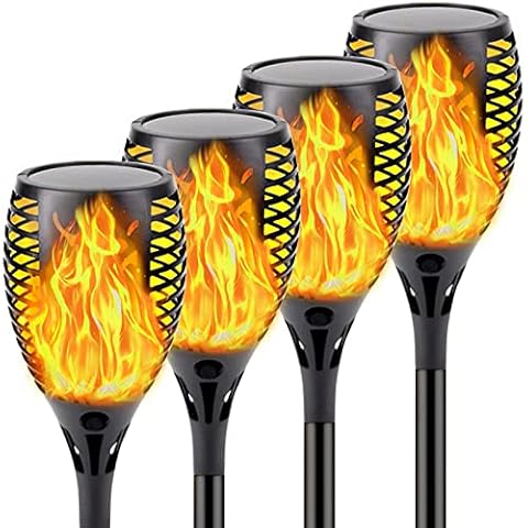 4-Pack Solar Christmas Decorations Outdoor, (Large Size) Solar Torches with Flickering Flame Waterproof Landscape Solar Torch Lights for Pathway Garden Yard- Dusk to Dawn Auto On/Off Cover